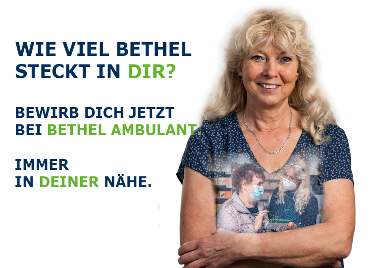 Fr den ambulanten Dienst im Raum Bielefeld suchen wir Betreuungskrfte zur Untersttzung und Entlastung im Alltag zuhause. Ob gelernte Fachkraft oder Quereinsteiger, du bist in der Bethel-Familie herzlich willkommen. 